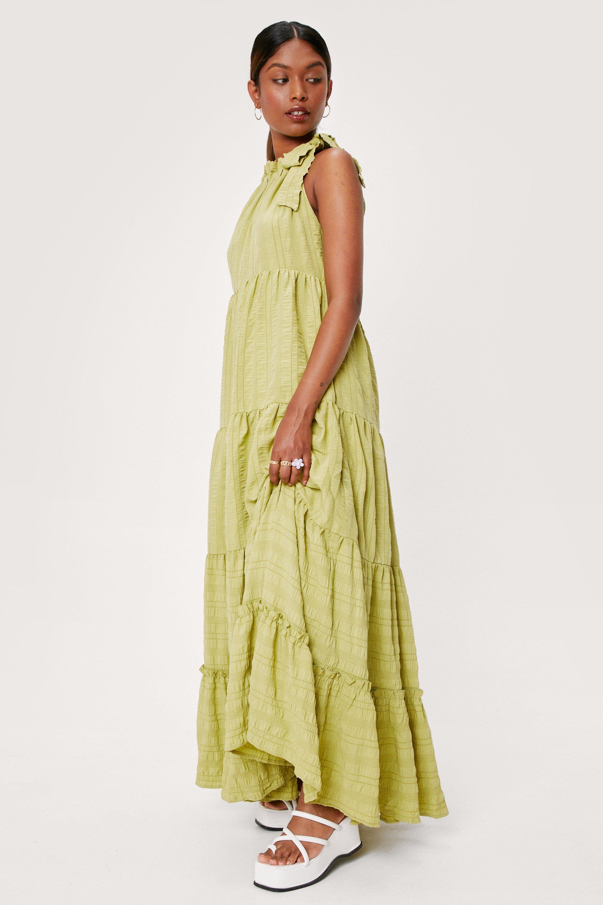 Tiered halter outlet maxi dress